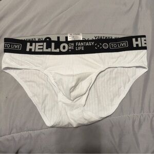 Men’s Ribbed Cotton Briefs with Black Logo Waistband